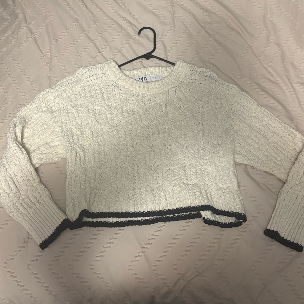 White and black Zara sweater